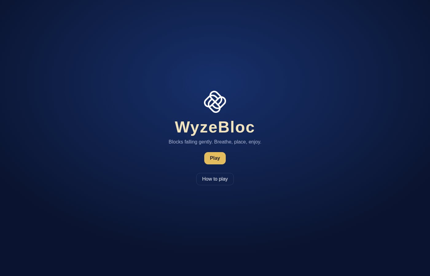 The WyzeBloc home screen with the Play button